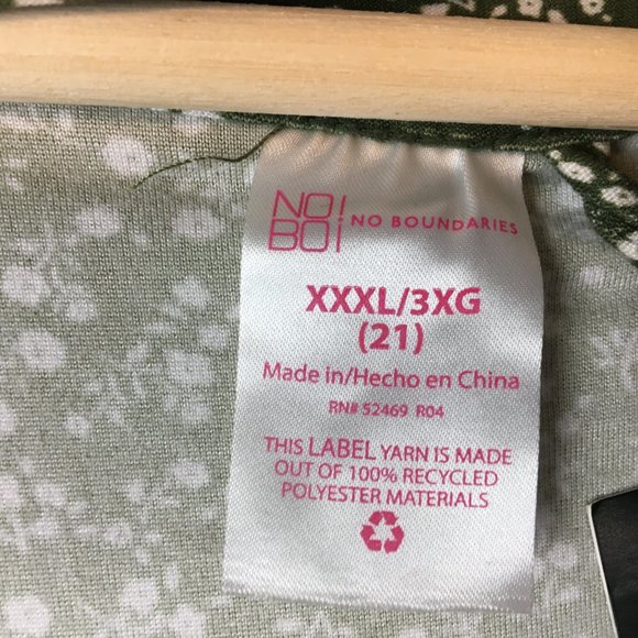 No Boundaries Top XXXL 21 Boho Cottagecore Green Ditsy Floral Print Cutout Front - Picture 7 of 15